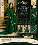 ZAVIQO Emerald Grace 3-Piece Silk Sharara Set
