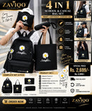 ZAVIQO 4-in-1 Black Daisy Backpack & Bag Set ✨