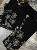 ZAVIQO Midnight Blossom – Black Embroidered 2-Piece Cotton Set ✨